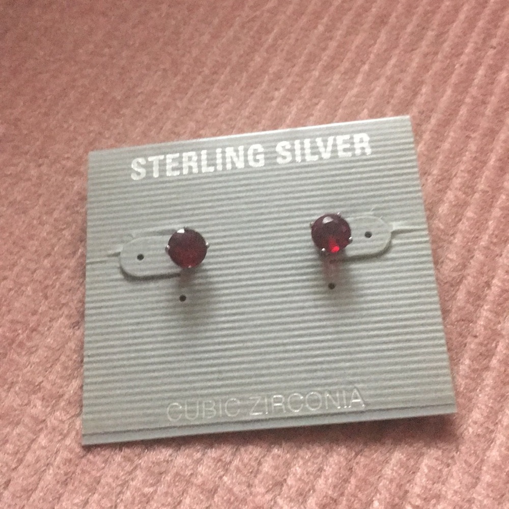 NWT Sterling silver cubic zirconia red earrings
